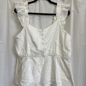Maurices White Ruffled Tank Top